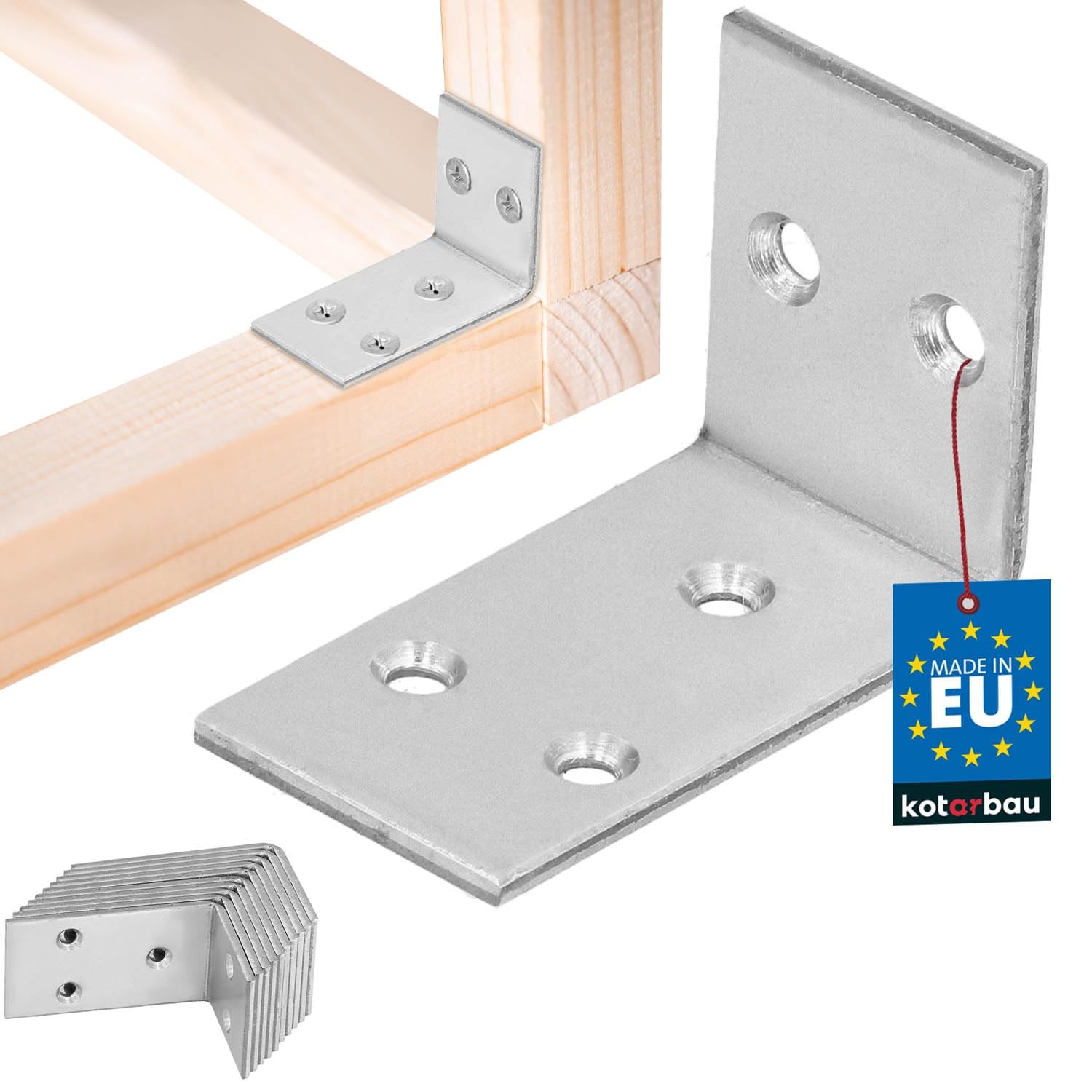 KOTARBAU® Pack of 12 Angle Connectors 30 x 45 x 25 mm Galvanised Steel ...