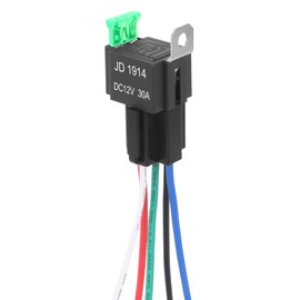 Weasch Fuse Relay Switch Kit, 12V 30A, 5 Pin SPDT, 30A Switch Harness Set, Automotive Electrical Relays with 14 AWG Hot Wires (1)