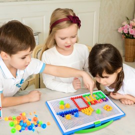 EclipseGuard Plug-in toy mosaic plug-in game for children, plug-in mosaic building blocks with 296 plug-in beads, educational children's toy plug-in game from 3, Montessori toy plug-in games