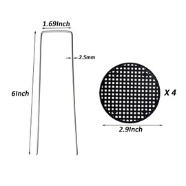Mini Skater 6 Inch Landscape Staples and Gaskets Anti-Rust Garden Stakes Sod U Shaped Pins for Securing Weed Barrier Landscape Fabric Irrigation Tubing (4)