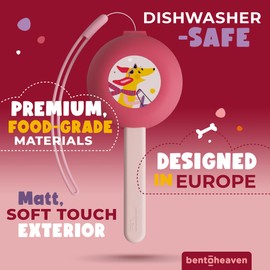 Bentoheaven - Utensilios de viaje para niños con funda, acero inoxidable de grado alimenticio y plástico sin BPA, juego de cubiertos de viaje para niños, tenedor apto para lavaplatos, cuchara y funda,