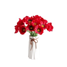 Mandy's 10pcs Red Artificial Poppy Silk Fake Flowers 13" for Mother's Day Easter Memorial Day Veterans Day Home Kitchen Wedding Decorations