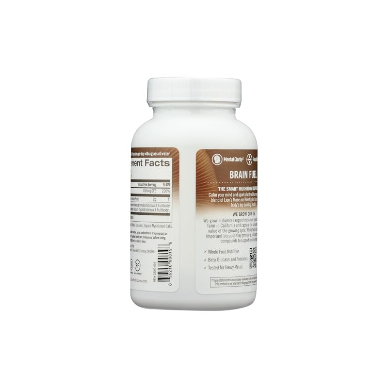 Om Organic Mushroom Nutrition Brain Fuel Superfood Daily Boost Capsule,
