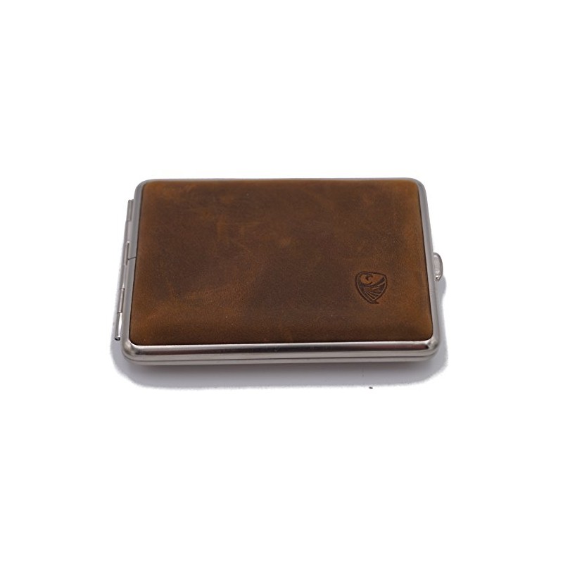 Germanus pill box case, made in Germany, large, brown