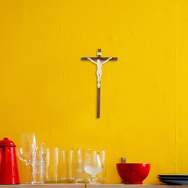 Alipis Religiöses Katholisches Kruzifix-Kreuz Aus Holz Zum Aufhängen An Der Wand Christliches Wandkreuz Aus Holz Mit Jesus Für Wohnzimmer Zuhause Kirchendekoration