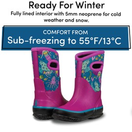 Lone Cone Mud Boots for Boys and Girls - Kid-Friendly Insulating All-Weather Warm Neoprene Boots for Snow, Rain, and Muck, Easy-On, Play-Proof, Non-Slip, Durable - Boot-iful Mermaids, 11 Little Kid
