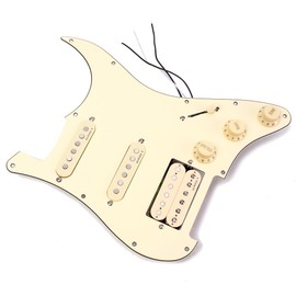 Alnicov 3-ply SSH Loaded Prewired Pickguard Humbucker Pickups Set for Strat ST Electric Guitar Cream