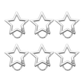 PATIKIL Star Keychain Clip, 6 Pcs Star Key Ring Snap Hook Clips Zinc Alloy Trigger Spring Buckles for Keychains Bags Purses Handbag Jewelry Making, Black