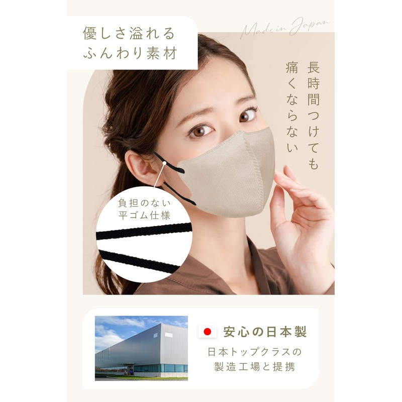 LaViness Non-woven 3D 3D Mask, Made in Japan, 30 Pieces