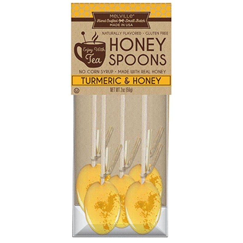 Melville Candy Hard Candy Turmeric Honey Spoons Lollipop On Wooden