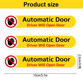 Automatic Door Sticker, 3-Pack (5 × 1 in) Waterproof, Glossy Permanent Vinyl Car Stickers for Sliding Car Door, Taxi Auto Doors, Do Not Touch Driver Opens Sign