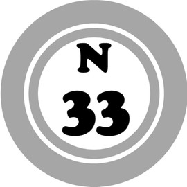 N 33 N33 Bingo Ball - 3 Pack Circle Stickers 3" x 3" - Hobby Number Board Lucky