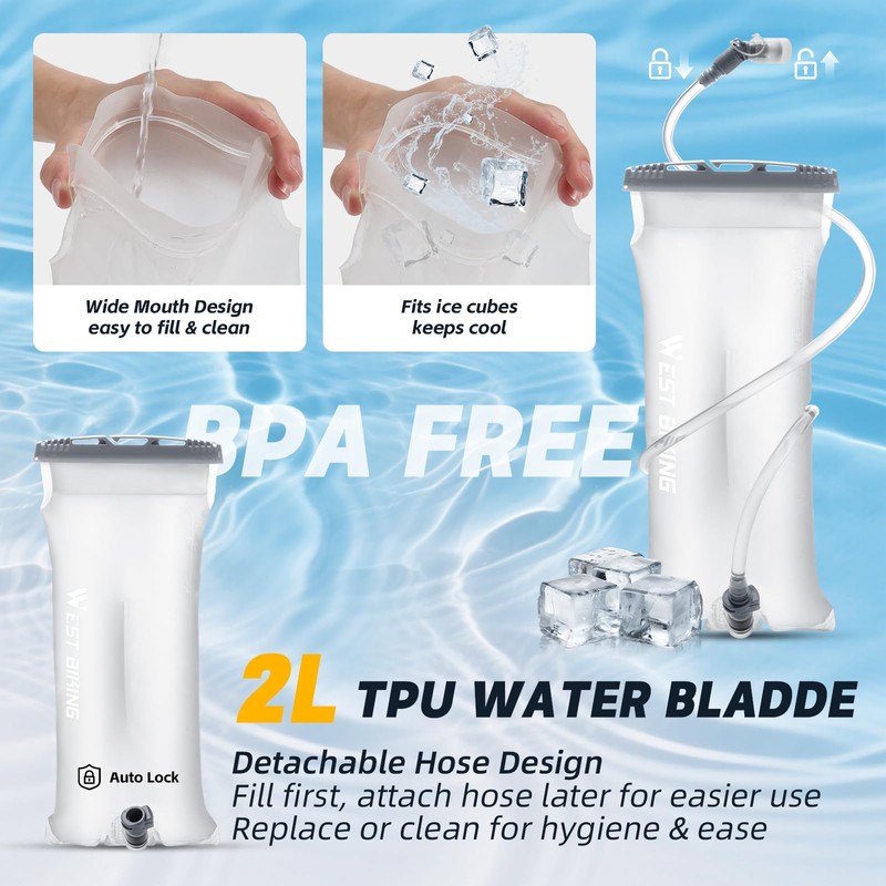 Hydration Backpack - Lightweight Water Backpack with 2L Water Bladder,