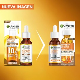 Garnier Express Aclara Serum Noche Antimanchas con 10% Vitamina C Pura para una Piel Radiante, reduce las Manchas durante la Noche, 30ml