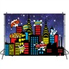 Mocsicka Superhero City Backdrop Kids Boys Birthday Banner Urban Night