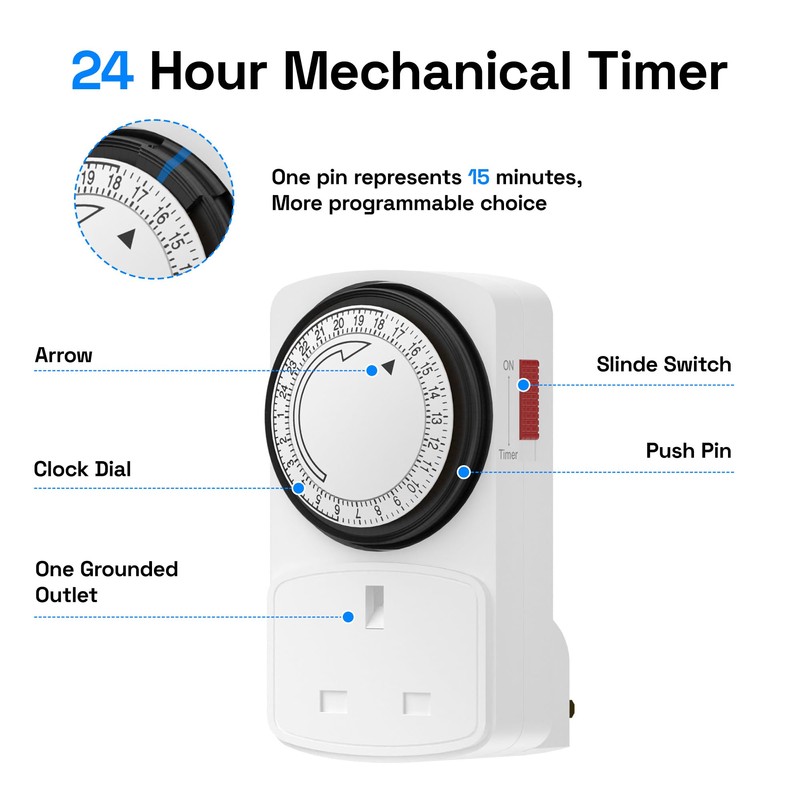 HBN Plug Timer Socket UK,Programmable Segment Plug Timer, for Home