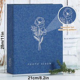 Lanpn Photo Albums 7x5 200 Photos, Linen Cover Acid Free Pocket Photo Book Picture Album Holds 200 Landscape Only 7 x 5 Picture (Blue,13x18 cm)