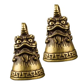 ABOOFAN 2pcs Handmade Brass Bell Charms Vintage Hanging Decor with Unique Design for Car and Office Decoration and Resistant Fengshui Pendants
