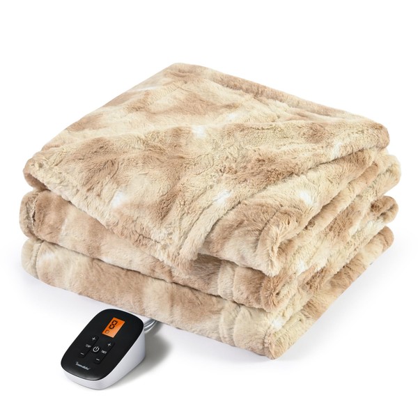 Sunable Heated Electric Blanket - Machine Washable Blanket with Time