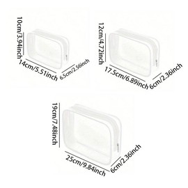 Clear Toiletry Bag, 3 Counts Portable Travel Makeup Bag with Zipper, Cosmetic Pouch for Airport Airline Compliant, Travel Essentials - Color: White, Specification: one-size