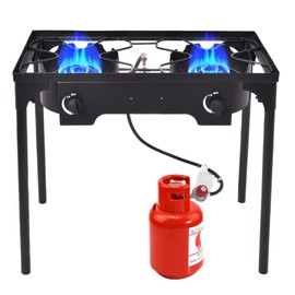 Generic STAKOL 2 Burner Propane Stove Outdoor, 150,000 BTU Portable Gas Stove with Removable Legs & CSA Regulator, High Pressure Cooking for Camping, Tailgating, Backyard Cookouts