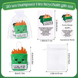 Hotop 20 Set Back to School Gifts Dumpster Keychain with Positive Cards Employee Appreciation Emotional Plush Keychain Thank You Gift for Nurse Teacher Employee