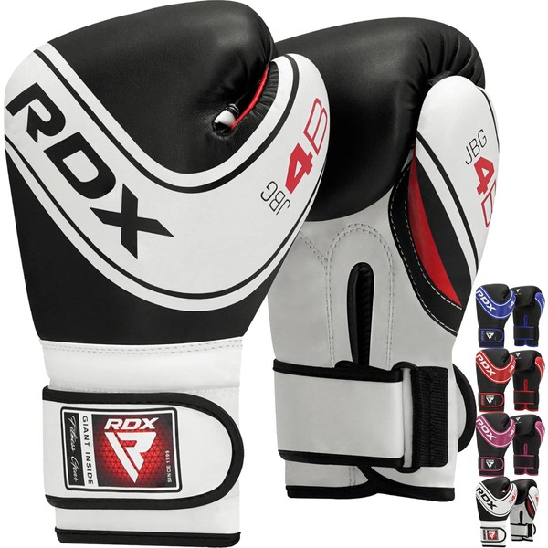 RDX Kids Boxing Gloves, 6oz 4oz Junior Training Mitts, Maya Hide Leather Ventilated Palm, Muay Thai Sparring MMA Kickboxing Fighting, Punch Bag Speed Ball Focus Pads Punching Workout