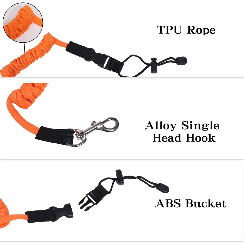 Qaziuy 2Pcak Kayak Paddle Leash, Elastic Kayak Paddle Rope with