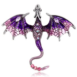 FAIRYGATE Brooches Enamel Dragon Brooch for Men Women Retro Rhinestone Animal Lapel Pin Clothing Hat Decoration，B3805