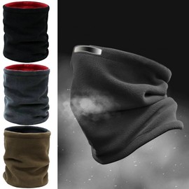 Fleece Thermal Neck Warmer Winter Neck Gaiter for Golf Hiking Double-Sided Multi-Scarf Black Red 5ea