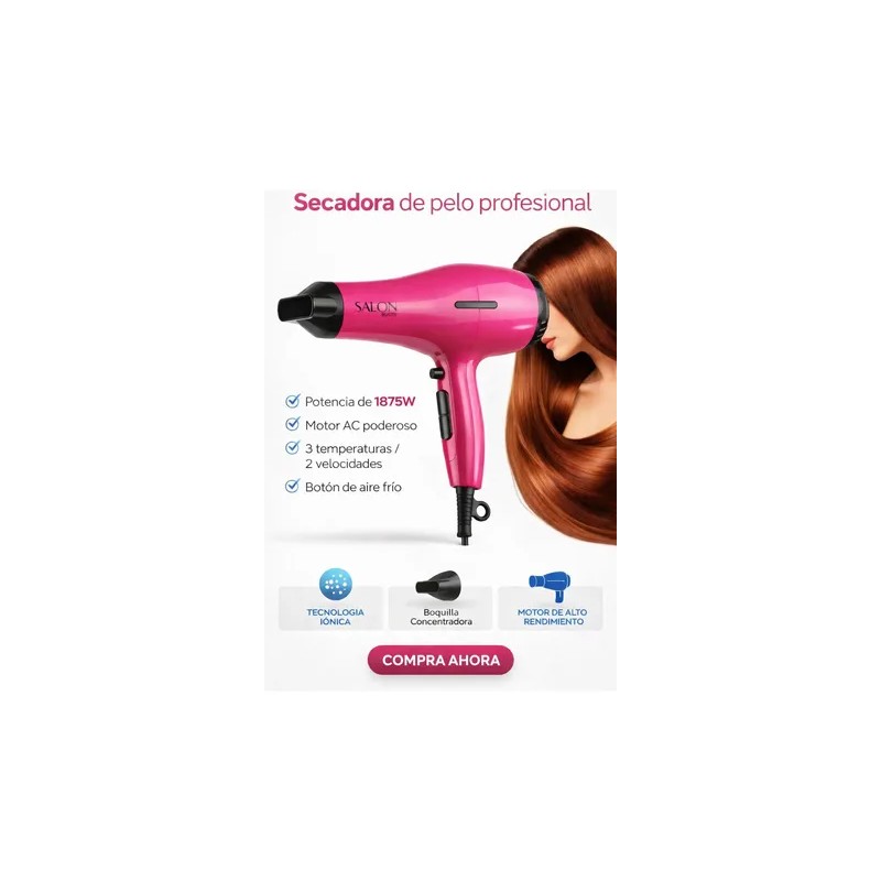 Secadora De Cabello Compacta Salon Beauty C Aire Frio 1875w