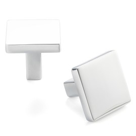 ASKANO 20 Pack 1-1/8 Inch, Square Polished Chrome Cabinet Knobs Chrome Drawer Knobs Chrome Cabinet Pulls, ZK2401 Solid Kitchen Hardware for Cabinets Drawers Bedroom Dresser Bathroom Vanity Cupboard