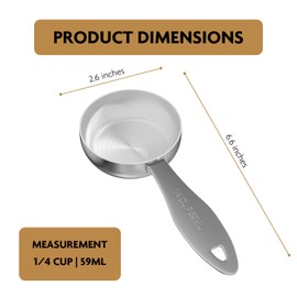 LEIFENY 2PCS 1/4Cup(59ml) Stainless Steel Measuring Cup, Heavy-duty Single Metal Scoop for Wet and Dry Ingredients, Great Kitchen Gadgets for Cooking