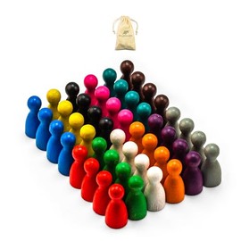 Waldfelsen® Halmakegel: 48 Halma Gel Made of Beech Wood in Twelve Accessories for Board Games