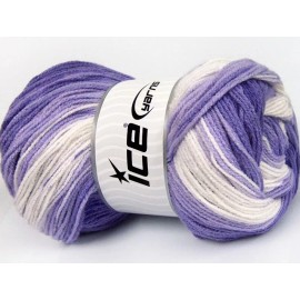 Ice Yarns Lilac Shades White Baby Batik #61138 Ice Yarns 100gr Self-Striping Yarn 393yds