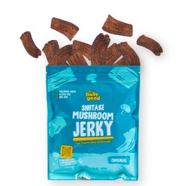 The Daily Good Mushroom Jerky - Single-Pack Snacks, Yummy High-Fiber Mushroom Snack, Meatless & Gluten-Free Food, Contains Eggs, Made from Shiitake Stalk, 0.58 lbs., Vegetarian, Original Flavor