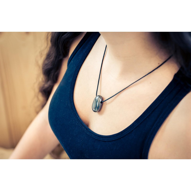 Lebensquelle Plus Hematite Drop Pendant, Drilled Tumbled Stone Pendant with
