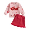 JLKGICF Toddler Girl Valentines Day Outfits Letter Heart Print T-Shirt