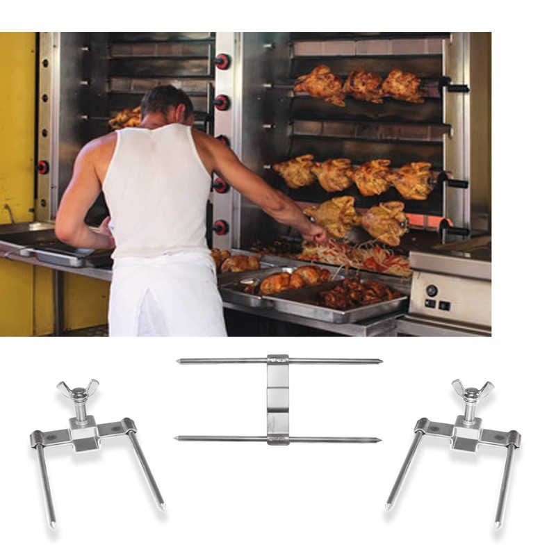 GOLDMAN SERVICE Steel Chicken Rotisserie Skewers Fork Utensil for Professional
