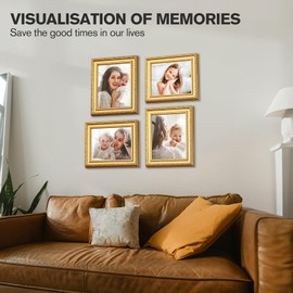 Splinterix 8x10 Gold Picture Frame, Photo Frame for Wall or Tabletop Display, 2 Pack Ornate Vintage Picture Frames with Real Glass, Display Poster 5x7 with Mat or 8x10 without Mat for Antique Déco