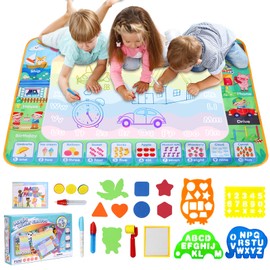 LEcylankEr Water Doodle Mat 120 x 90 cm, Large Aqua Doodle Water Painting Mat XXL, Magic Doodle Painting Mat with Water Pen for 2-7 Years Old Boys Girls Children Baby Toddler (Education Version)