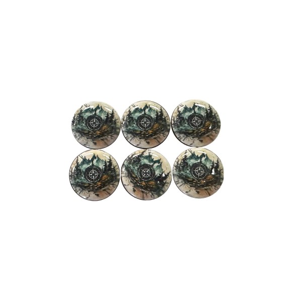 Twisted R Design Set of 6 Compass Adventure Wood Cabinet