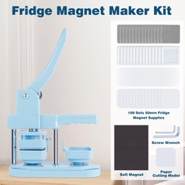 MK.Bear Fridge Magnet Button Maker Machine, 50mm/1.97 inch Square-Shaped Pin Maker Machine for Refrigerator Magnet, DIY Square Button Press Machine with 100 Pcs Fridge Magnet Button Maker Supplies