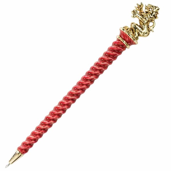 The Noble Collection Harry Potter Gold-Plated Gryffindor Pen - 8in (21cm) Red Hand-Enamelled Pen With Lion House Mascot - Officially Licensed Film Set Movie Props Gifts Stationery