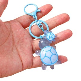 Cute Turtle Keychain Colorful Mini Resin 2 Sea Turtle Bag Purse Charms Classroom Students Prize for Boys Girls (Blue)