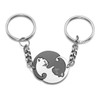 Jovivi 2pcs Stainless Steel Couples Keychains Black White Cat Puzzle