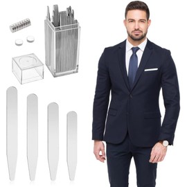 ANNHTOR 40 Pzs Varillas de Acero Inoxidable Para Cuello de Camisa 4 Tamaño Collar Stays México Varillas para Cuello de Camisa de Vestir(56mm, 63.5mm,70mm,76mm)