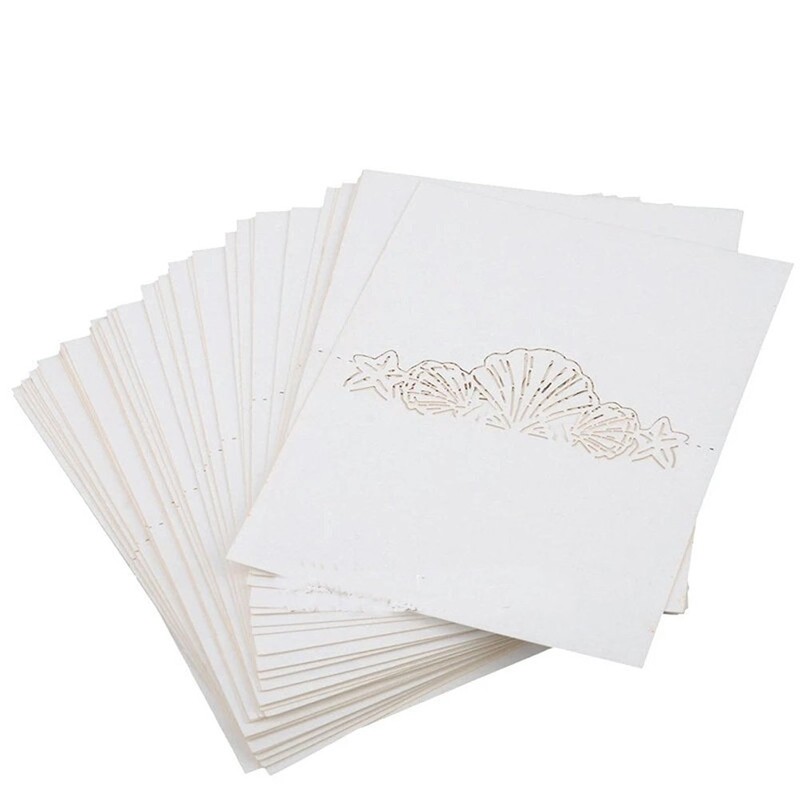 JOYJULY Pack of 50 Beach Themed Wedding Place Card Seashell