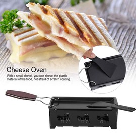 MAGT Mini Raclette Grill, Non-Stick Cheese Raclette Rotaster Oven with Foldable Wooden Handle, Table Grill, Cheese Spatula, Non-Stick Cheese Grill Plate Accessories, Grill Tool for Household Kitchen