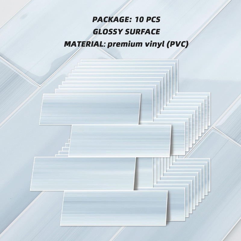 Tilingview 10PCS Peel and Stick Backsplash for Kitchen, 3"x 9"